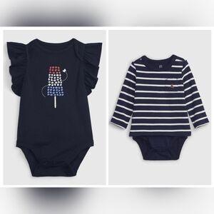 GAP Kids Bodysuits - Navy and White Stripes with Popsicle Design